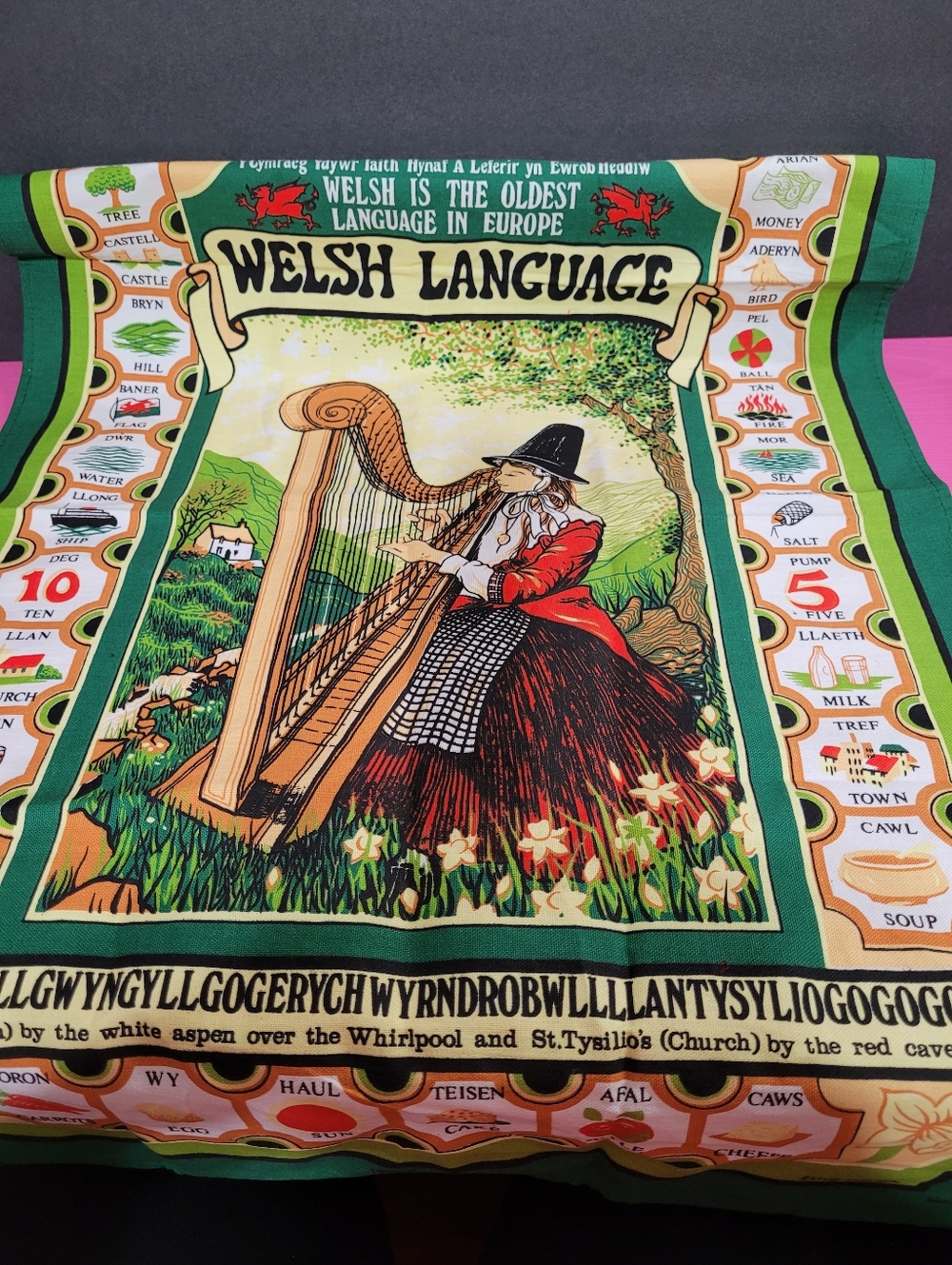 Welsh Language Decorative Kitchen Towel Cotton (0659)